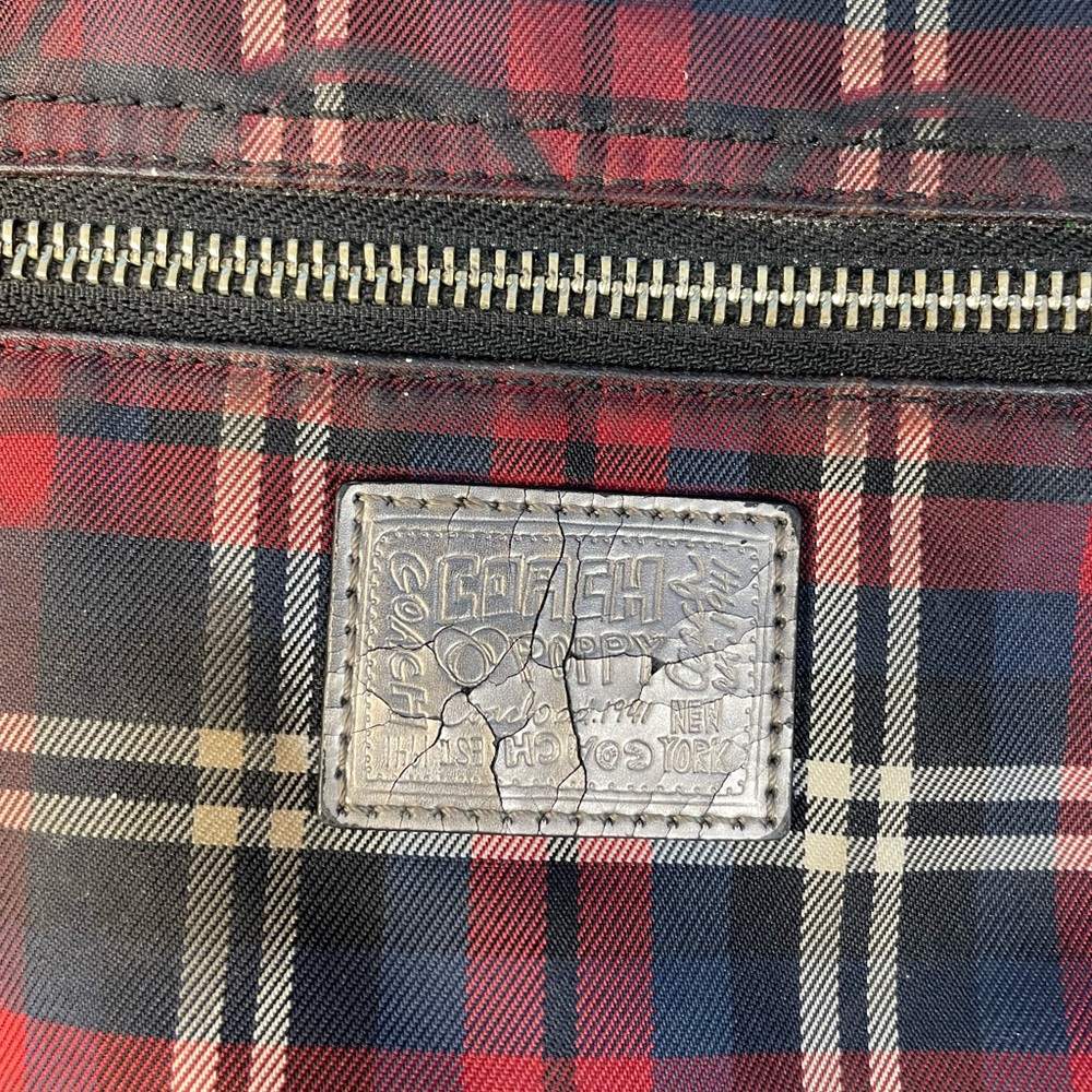 Coach Poppy Tartan Red Signature Sateen Plaid Purse - Picture 3 of 16